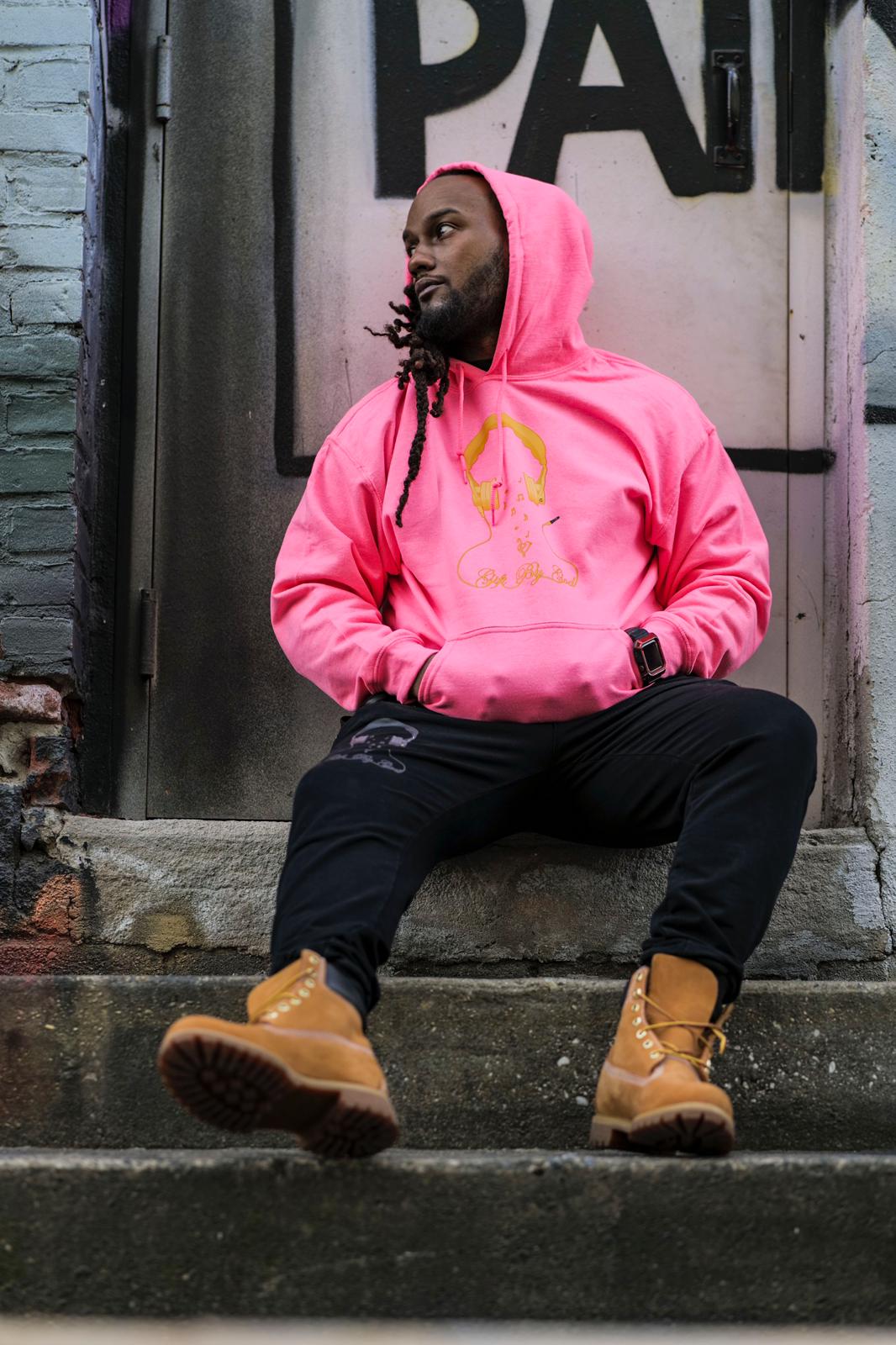 Pink Hoodie with black logo