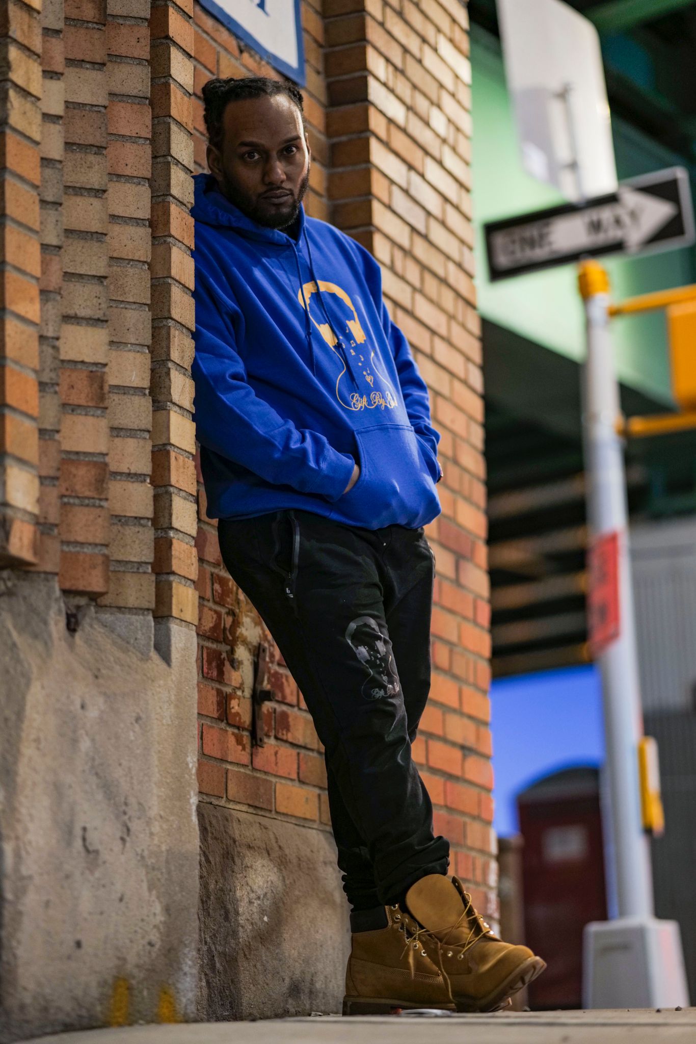 Royal blue with gold logo