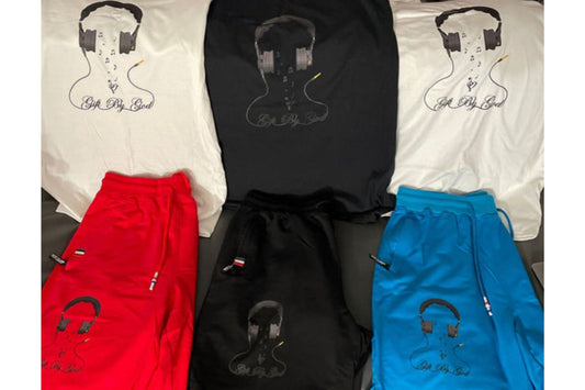 Sets of T shorts with black logo(Blue, black, red)